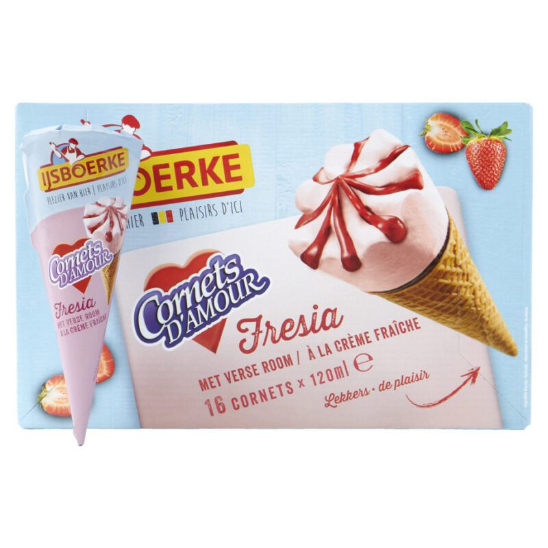 Ice cornets damour strawberry 120ml.