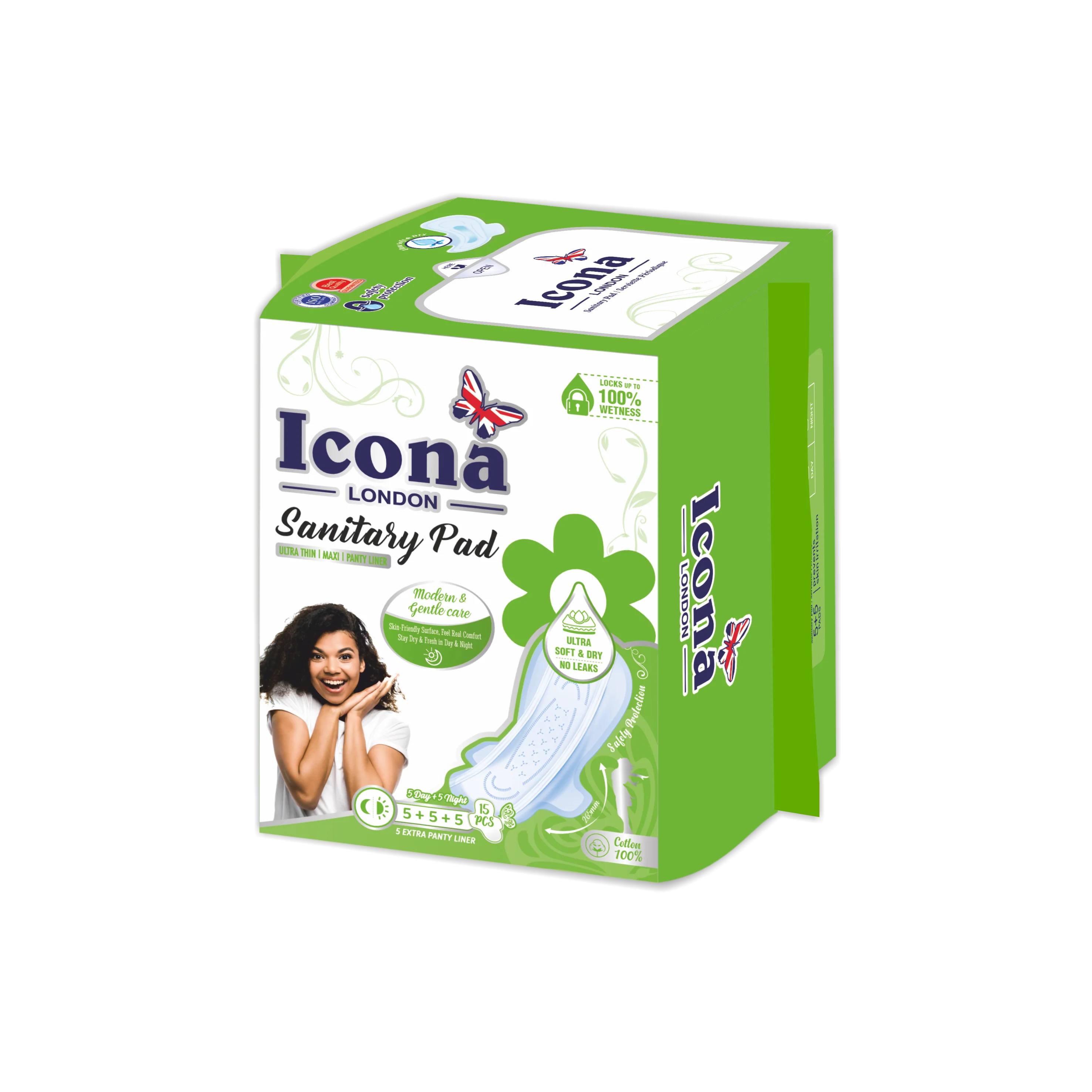 Icona London Sanitary Pad Ultra Soft and Dry-(5+5+5Pcs)