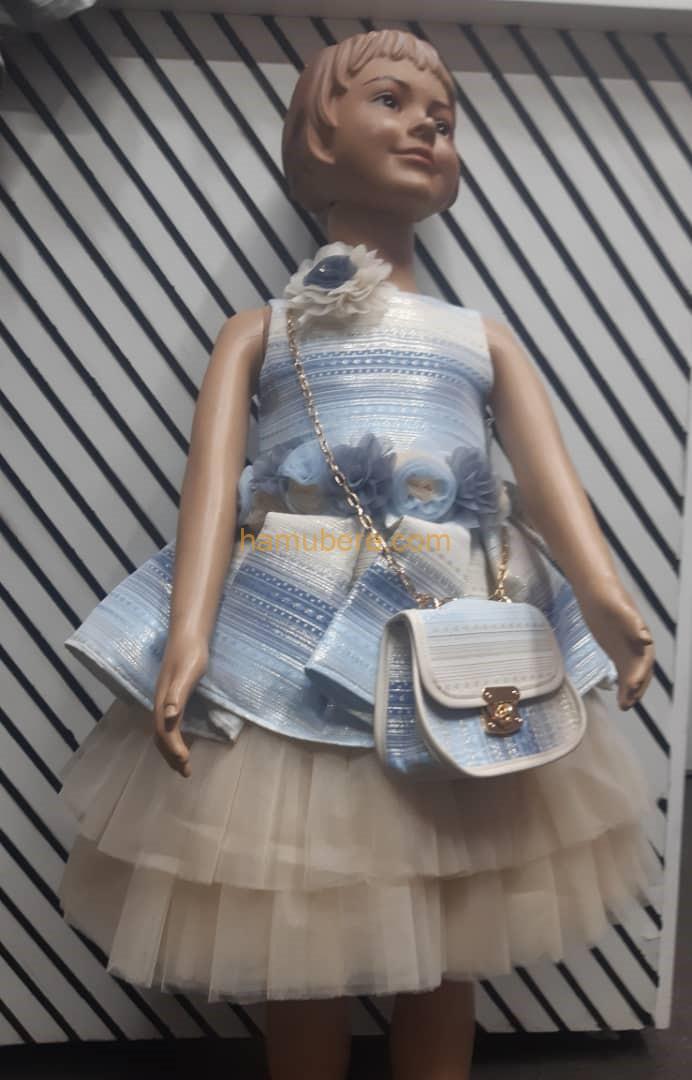 Barbie Doll Clothes Fashion Party Metallic Light Blue Dress Handmade