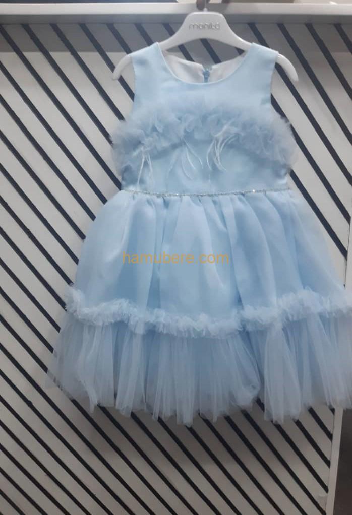 Vera girls blue tulle dress with cape