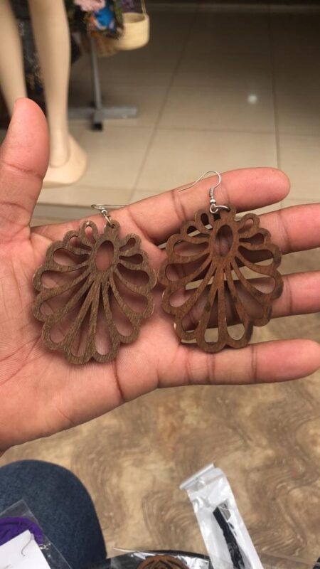 wooden Flower Earring