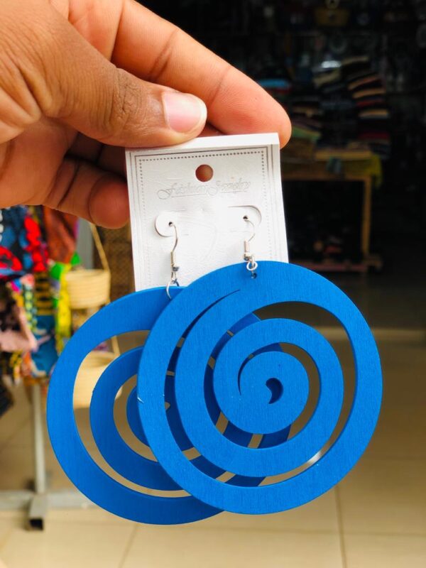 Circular wooden earring
