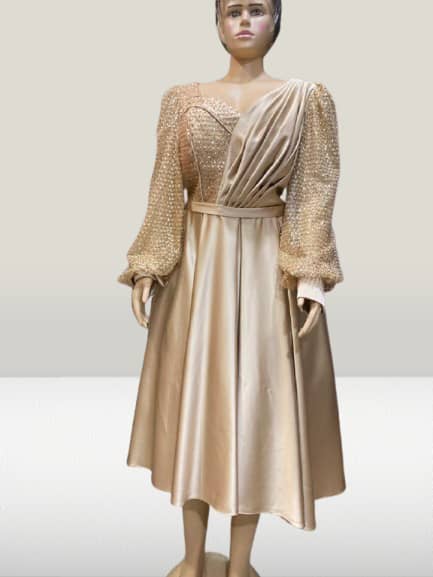 Elegant gold dress satin tulle