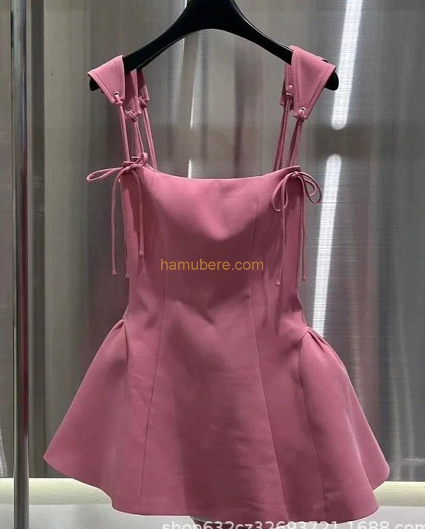 Model Pink Bandage Sling Dress