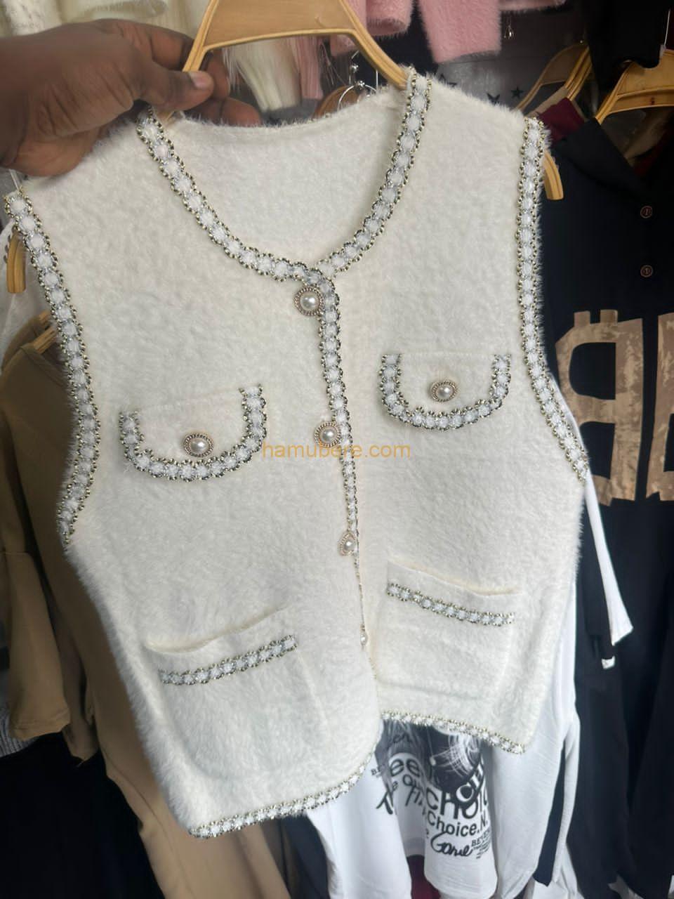 Women Tweed Vest Business Casual Vintage Lined Sleeveless Blazer Jacket