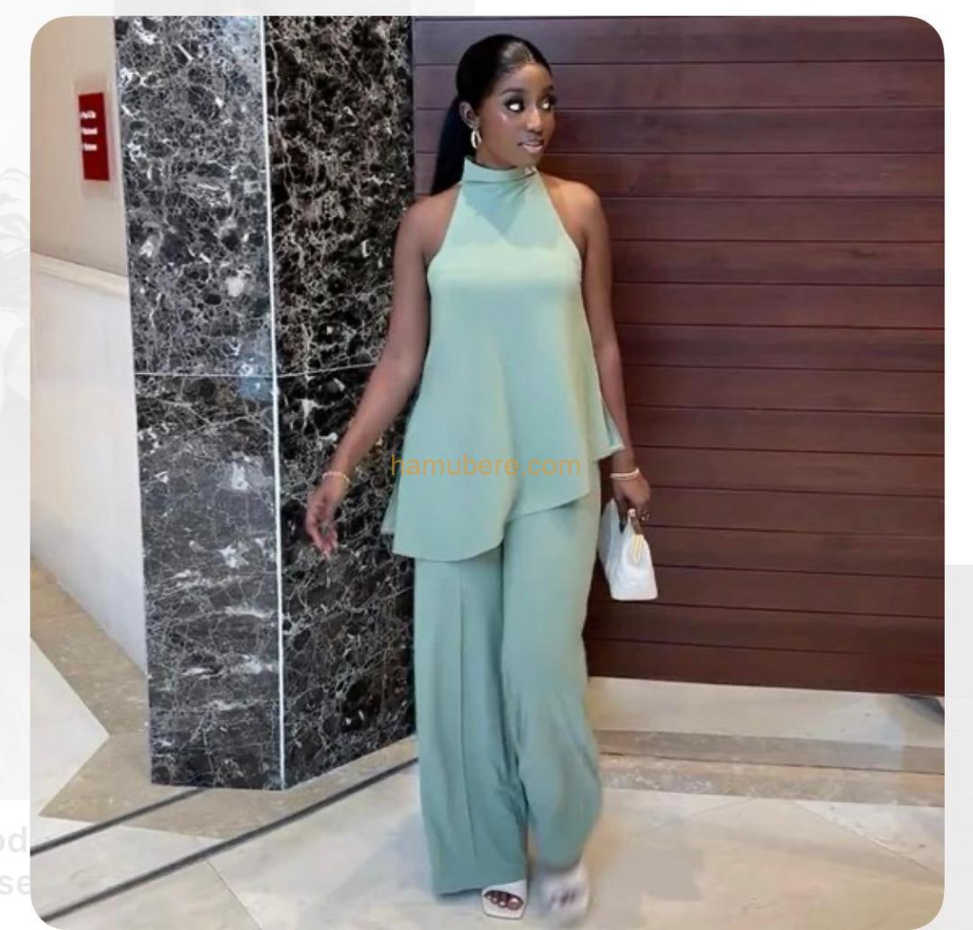 Women Wide Leg Pants Set Sleeveless Tank Loose Pant Suit 2 Piece