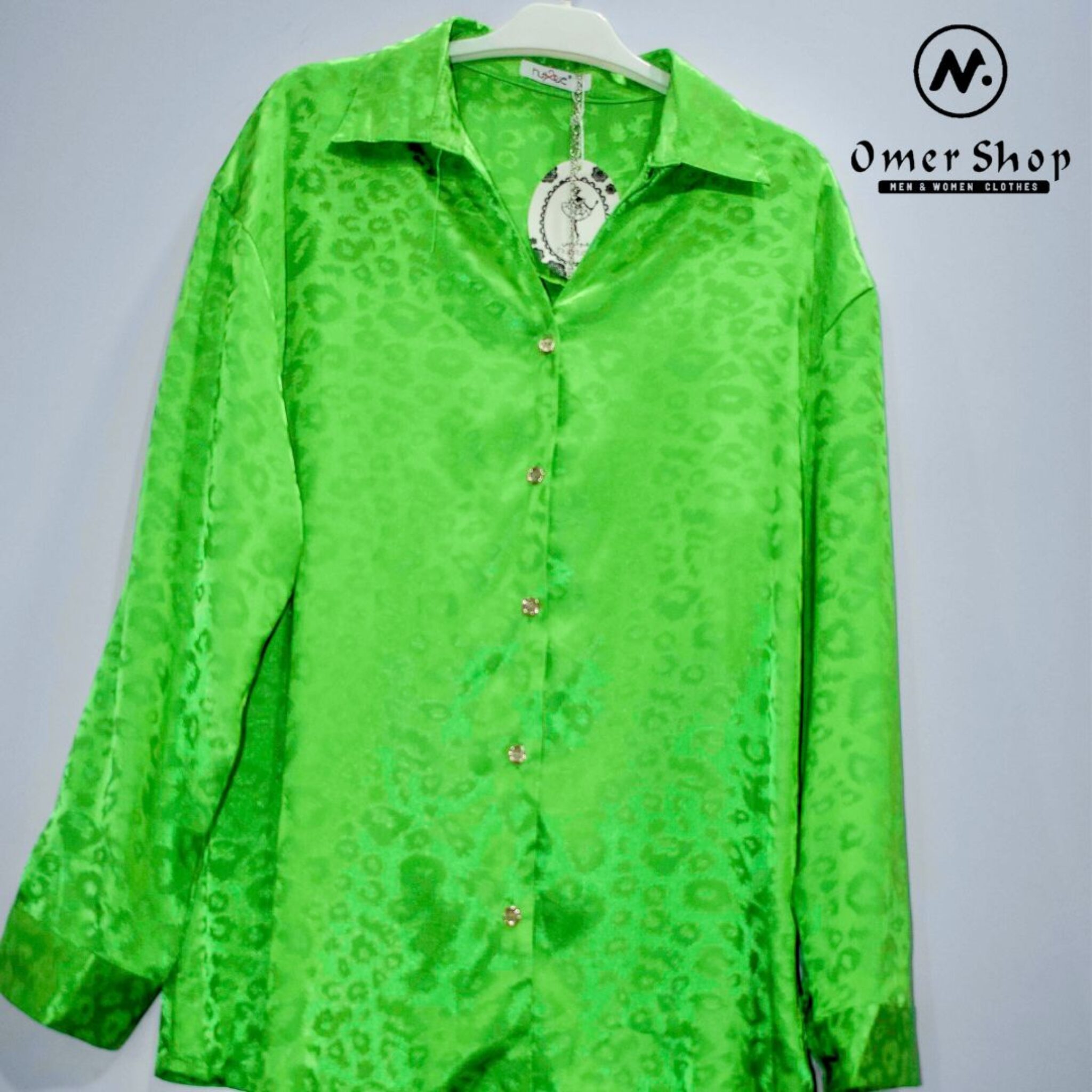 Women Leopard Satin Shirt