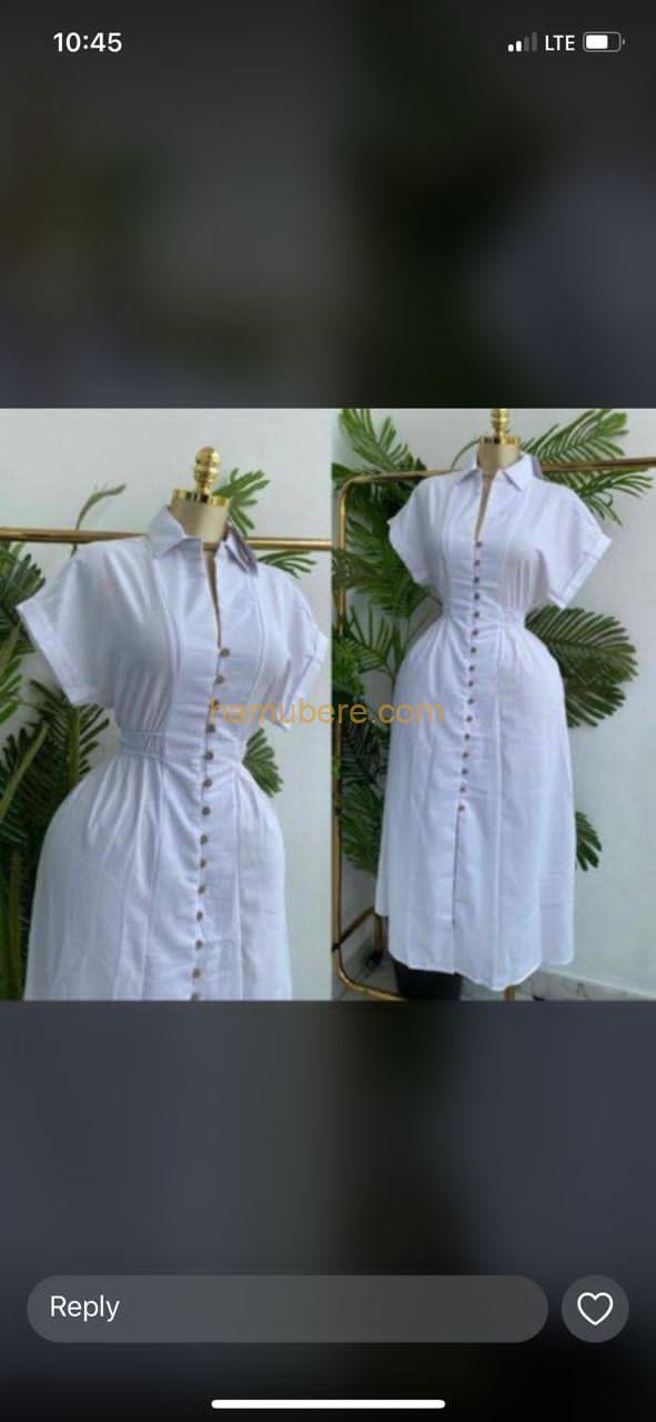 Summer White Faux Line Women Casual Shirt Dresses Cloak Sleeve Elastic Waist V Neck