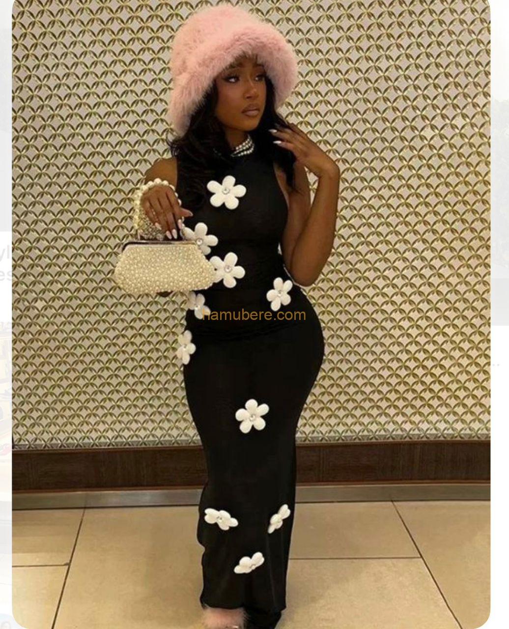 Women’s Sexy Backless 3D Floral Maxi Dress And Elegant Style Flower