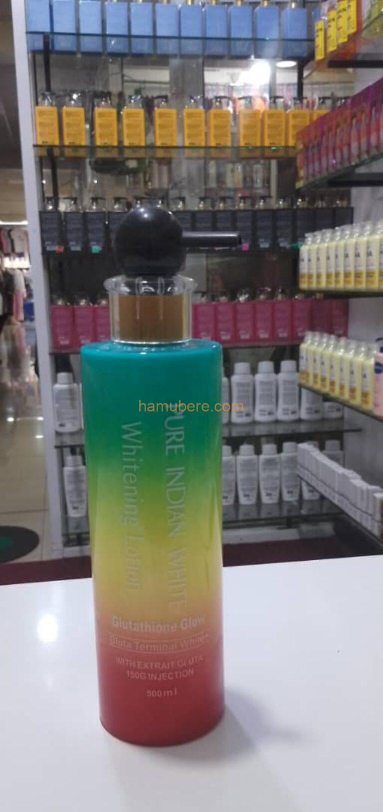 PURE INDIAN WHITE WHITENING LOTION GLUTATHIONE GLOW Lightens dark spots, pigmentation, and uneven skin tone.  Provides deep hydration for a youthful, radiant complexion.  Reduces the appearance of blemishes and age spots.  Suitable for all skin types, inc