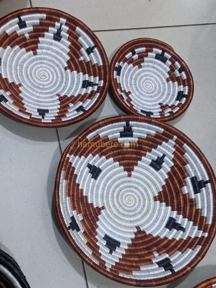 3 Rwanda baskets set, 3 wall decor baskets set