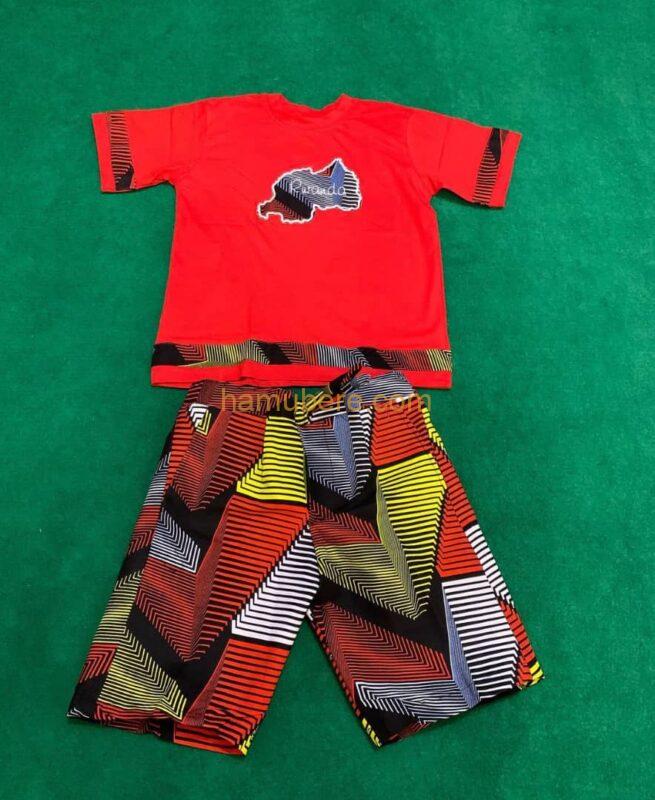 Fashion Rwanda Kid Boys Set Clothing Kitenge Designs Casual Wearing Two Pieces Short Set