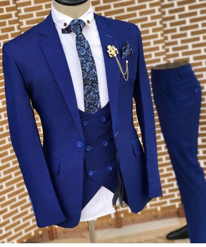 Fitted Navy Blue Suit
