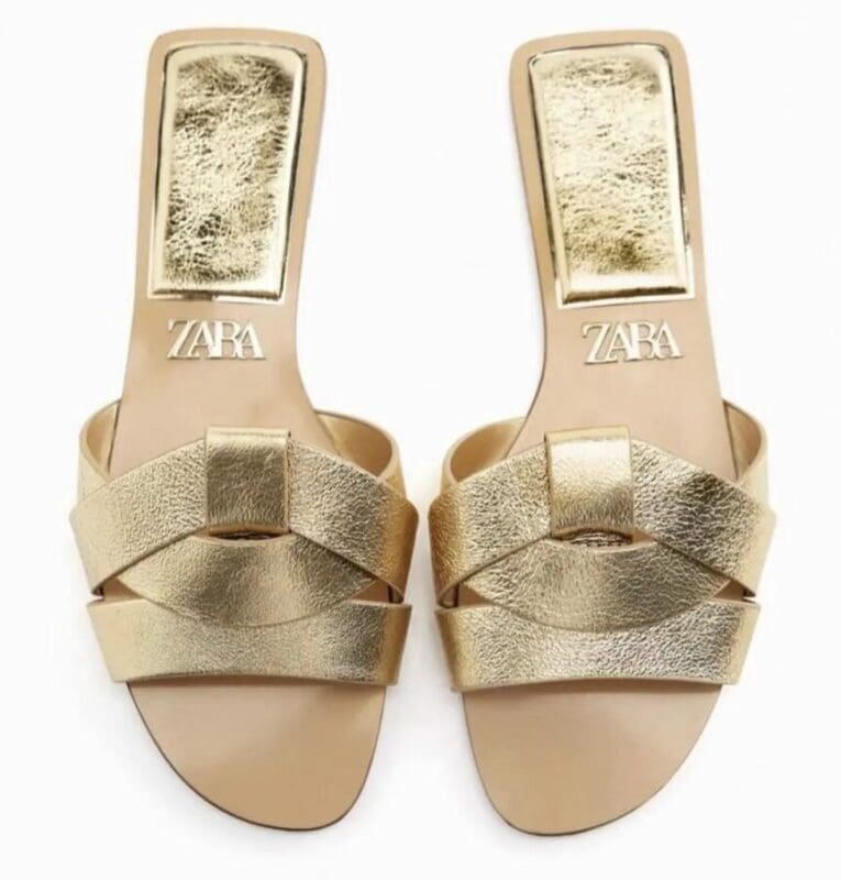 Women Zara Flat Crossed Leather Sandals