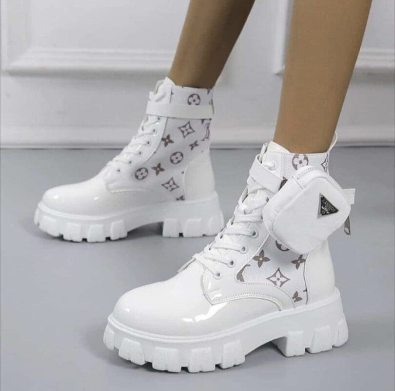Autumn Printing Small Bag Boots Muffin Platform Lace up Women’s Short Boots