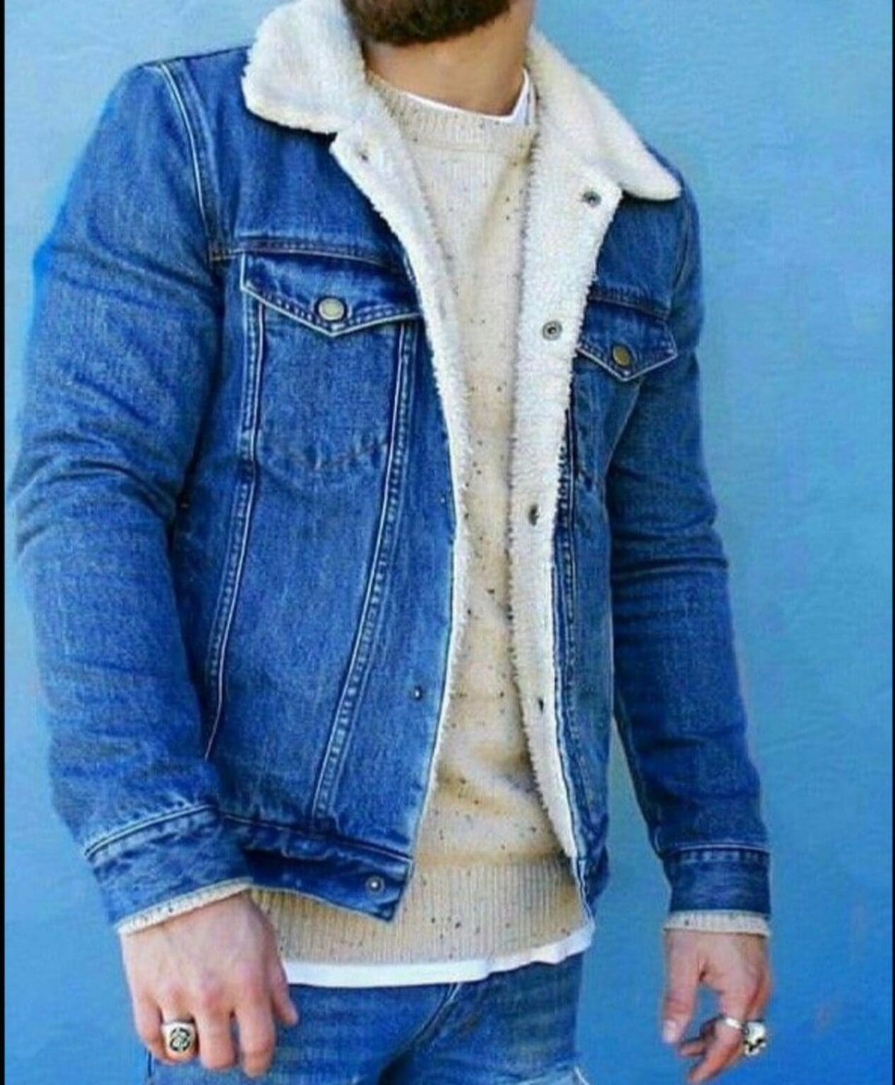 Alpine Swiss Ryker Mens Sherpa Lined Denim Trucker Jacket