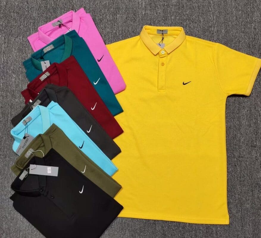 Nike Logo Polo Golf Mens Size X-Large XL 2-Button Up Yellow Shirt EUC.