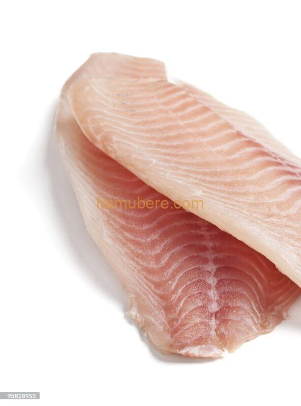 Raw pink filleted tilapia fish