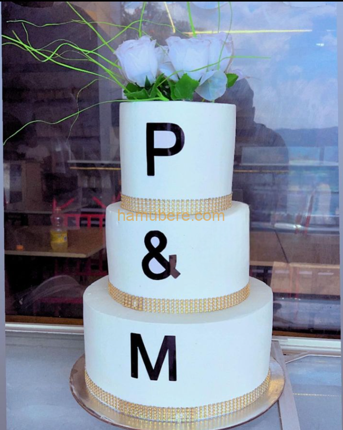 Beautiful white cake with golden bottom color