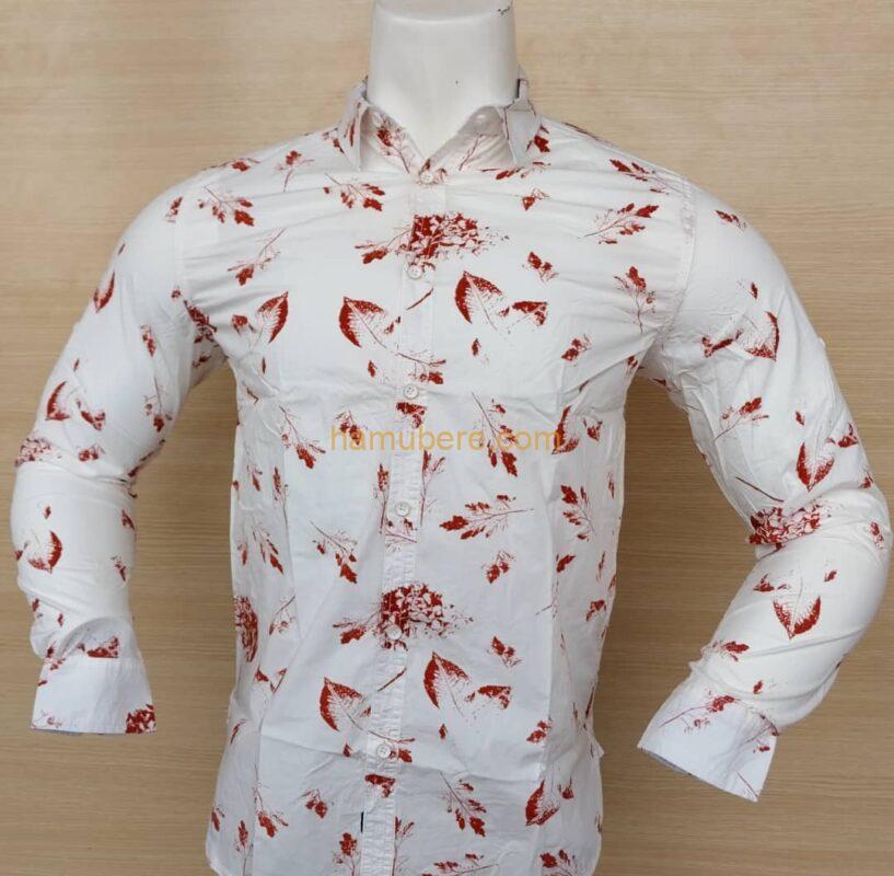 Men Casual Slim Fit Mens Long Sleeve Print Mens Shirts Formal Men