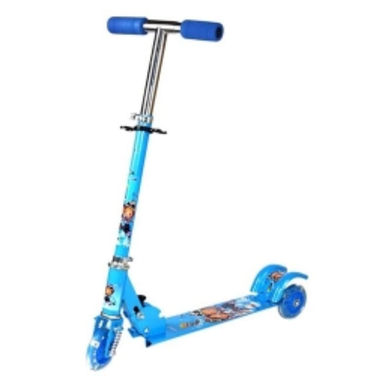 IRIS Kids 3 Wheeler Foldable Height Adjustable Spiderman Scooter with Break & Bell (Blue)