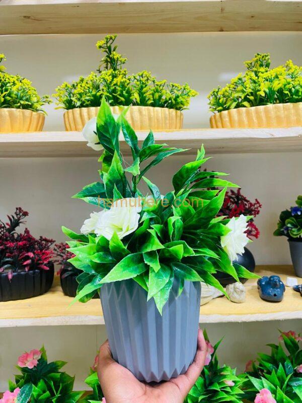 Flowerpot Artificial Plastic Eucalyptus Plant