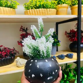 Artificial Flower Plant with Sack Bag, Green, Jute & Plastic