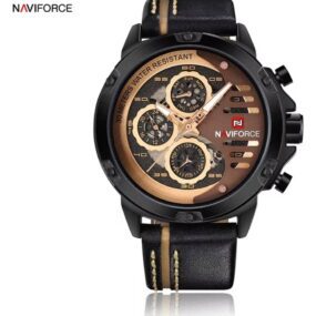 NAVIFORCE Sport Military Watches for Men Waterproof Watch Analog Quartz Leather Band Date Calendar Clock Wristwatch