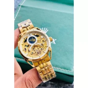 Golden-Skeleton-Automatic-Moongraph-Working-Watch