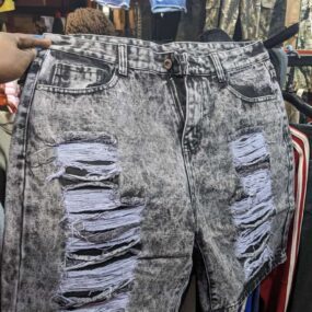 Distressed Acid Wash Denim Shorts