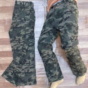 Camo Print Denim Flare Pants