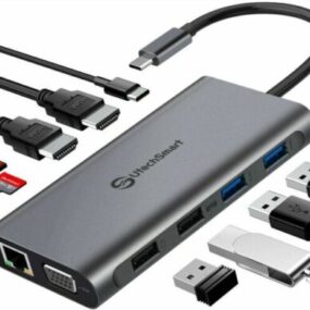Triple display Docking Station Utech Smart 12 in 1 USB C Hub 4K HDMI SD TF slot