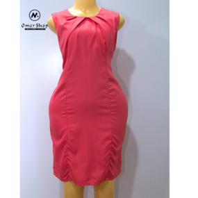 Red striped sleeveless dress with a flared hemline