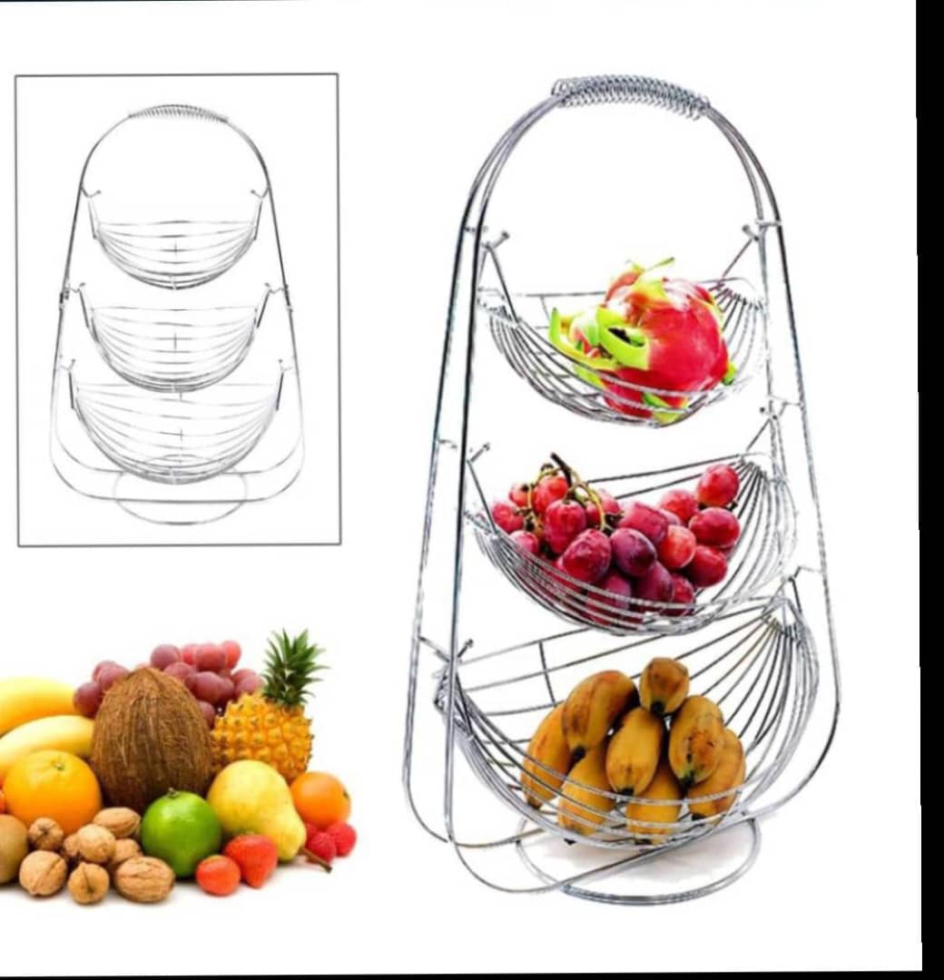 3 Tier Fruit Basket for Counter, Fruit Bowls for The Counter Silver, Fashion Creative Removable Bread Stand Vegetables Storage Basket Metal Baskets Rack Display Stand (Chrome),3Tier