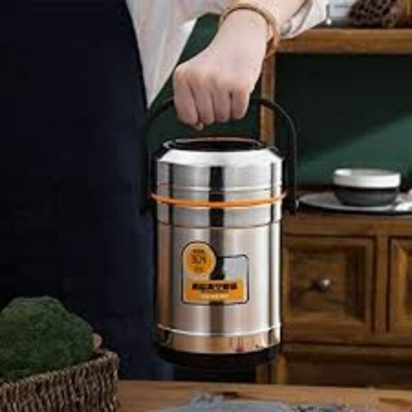 Big capacity 304 steel vacuum  insulated lunch box  two layers insulated barrel adult students lunch