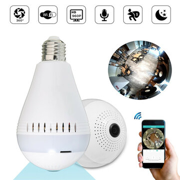 1080P Bulb Shape Fisheye 360o Panoramic Wireless Wi-Fi IP CCTV Security Camera