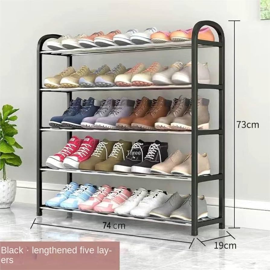 New 4 Tier Transitional Black Shoe Rack